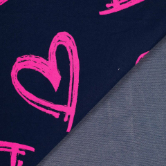 Sweatstoff French Terry Herzen, neonpink dunkelblau navy