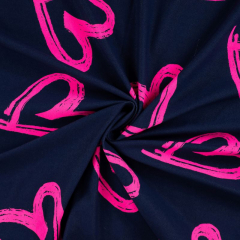 Sweatstoff French Terry Herzen, neonpink dunkelblau navy