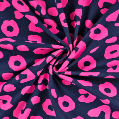 Sweatstoff French Terry Leopardenmuster, neonpink dunkelblau navy