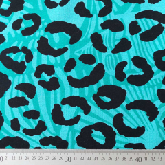 Sweatstoff French Terry Leopardenmuster, mint schwarz