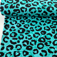 Sweatstoff French Terry Leopardenmuster, mint schwarz