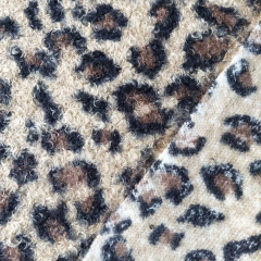 Boucle Stoff Leopardenmuster Leoprint, schwarz braun beige