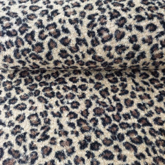 Boucle Stoff Leopardenmuster Leoprint, schwarz braun beige
