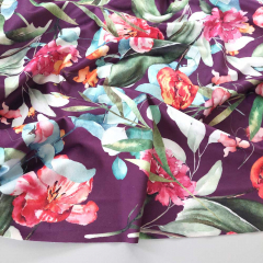 Samtstoff Velourstoff Blumen Bltter, blau beere bordeaux