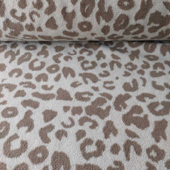 Bouclestoff Teddystoff Leomuster, braun hellbeige