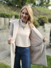 Jackenstoff Wool Look klassischer Stil, natur meliert