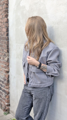 Jackenstoff Wool Look klassischer Stil, grau meliert