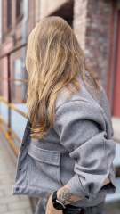 Jackenstoff Wool Look klassischer Stil, grau meliert