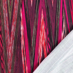Viskose Jerseystoff Zickzack abstraktes Muster, Rottne bordeaux pink khaki