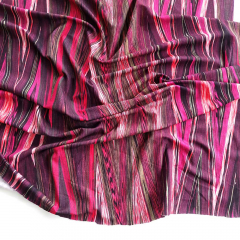 Viskose Jerseystoff Zickzack abstraktes Muster, Rottne bordeaux pink khaki