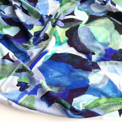 Viskose Jerseystoff abstraktes Muster Aquarell Stil, dunkelblau grn hellblau