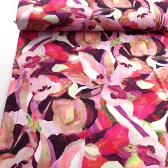 Viskose Jerseystoff abstraktes Muster Aquarell Stil, rot weinrot
