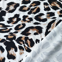 Viskose Twillstoff Blusenstoff mit Stretch Leopardenmuster, schwarz braun cremewei