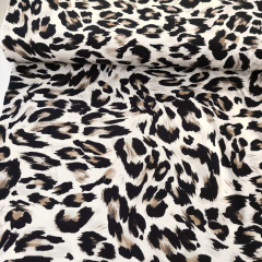 Viskose Twillstoff Blusenstoff mit Stretch Leopardenmuster, schwarz braun cremewei