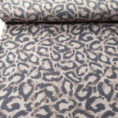 Scuba Stoff Modal Touch Leoparden Muster, taupe grau beige