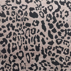 Breitcordstoff Leopardenmuster schmale Rippen elastisch gewaschen, schwarz taupe
