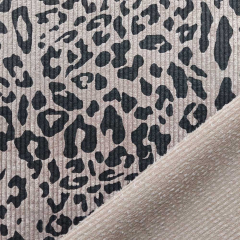 Breitcordstoff Leopardenmuster schmale Rippen elastisch gewaschen, schwarz taupe