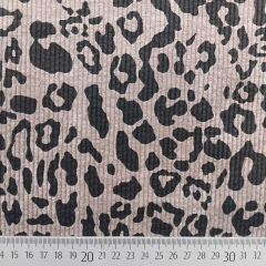 Breitcordstoff Leopardenmuster schmale Rippen elastisch gewaschen, schwarz taupe