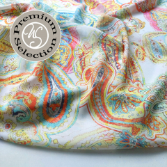 2,1 m-Stck Viskose Webware Libert Selvaggia Paisleymuster - gelb orange blau wei - Made in Italy