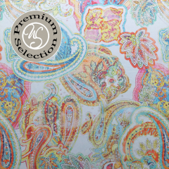 2,1 m-Stck Viskose Webware Libert Selvaggia Paisleymuster - gelb orange blau wei - Made in Italy