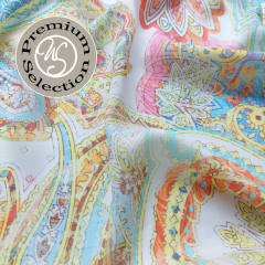 2,1 m-Stck Viskose Webware Libert Selvaggia Paisleymuster - gelb orange blau wei - Made in Italy