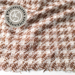Woll-Tweed Stoff mit Hahnentrittmuster - braun cremewei - Made in Italy