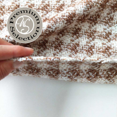 Woll-Tweed Stoff mit Hahnentrittmuster - braun cremewei - Made in Italy