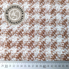 Woll-Tweed Stoff mit Hahnentrittmuster - braun cremewei - Made in Italy