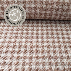 Woll-Tweed Stoff mit Hahnentrittmuster - braun cremewei - Made in Italy