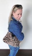 Fellimitat Leopardenmuster Pelzimitat Animal Print flauschig weich, braun dunkelbraun camel