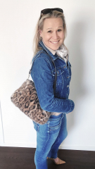 Fellimitat Leopardenmuster Pelzimitat Animal Print flauschig weich, braun dunkelbraun camel
