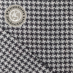 Woll-Tweed Stoff Hahnentrittmuster - grau schwarz - Made in Italy
