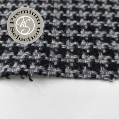 Woll-Tweed Stoff Hahnentrittmuster - grau schwarz - Made in Italy