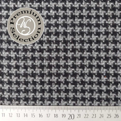 Woll-Tweed Stoff Hahnentrittmuster - grau schwarz - Made in Italy
