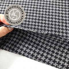 Woll-Tweed Stoff Hahnentrittmuster - grau schwarz - Made in Italy