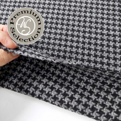 Woll-Tweed Stoff Hahnentrittmuster - grau schwarz - Made in Italy