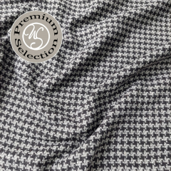 Woll-Tweed Stoff Hahnentrittmuster - grau schwarz - Made in Italy