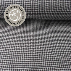 Woll-Tweed Stoff Hahnentrittmuster - grau schwarz - Made in Italy