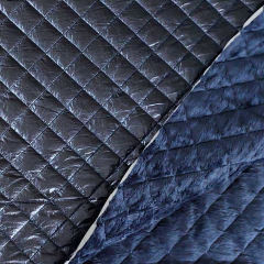 Steppstoff Doubleface Lederimitat Fellimitat, dunkelblau metallic