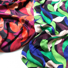 Viskosesatin Stoff Webware seidiger Glanz Bltter Muster - blau grn bordeaux ecrue schwarz