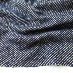 Jacquard-Wollstoff mit Mohair diagonale Streifen - dunkelblau beige - Made in Italy