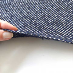 Jacquard-Wollstoff mit Mohair diagonale Streifen - dunkelblau beige - Made in Italy