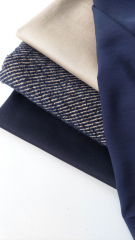 Jacquard-Wollstoff mit Mohair diagonale Streifen - dunkelblau beige - Made in Italy