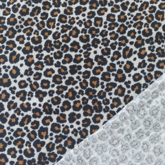 Musselin Stoff Double Gauze Leoparden Muster, camel schwarz beige