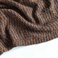 Fischgrat-Wollmischstoff Deadstock Designerstoff - camel schwarz - Made in Italy