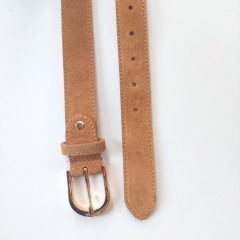 Wildledergrtel  uni Gr. 90 (109 cm) goldene Schnalle - camel - Made in Italy