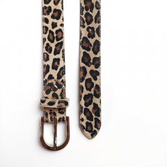 Wildledergrtel kleines Leopardenmuster Gr. 90 -silberne Schnalle, beige schwarz