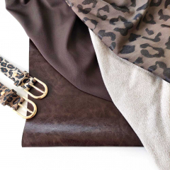 Viskosestoff Jacquard Leopardenmuster, mattes dunkelbraun