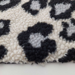 Teddyfell Teddyfleece groes Leopardenmuster, grau schwarz hellbeige
