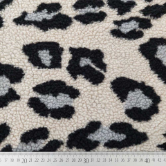 Teddyfell Teddyfleece groes Leopardenmuster, grau schwarz hellbeige